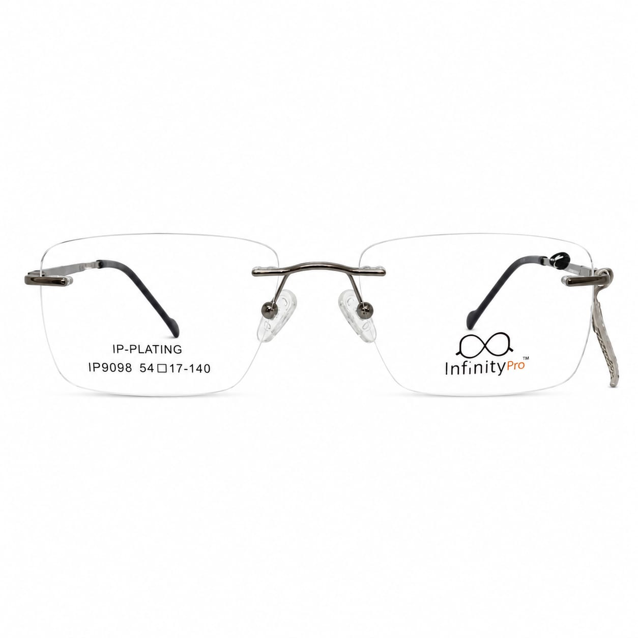 InfinityPro IP9098 Ip Plating Metalic Gray Rectangle Rimless 54