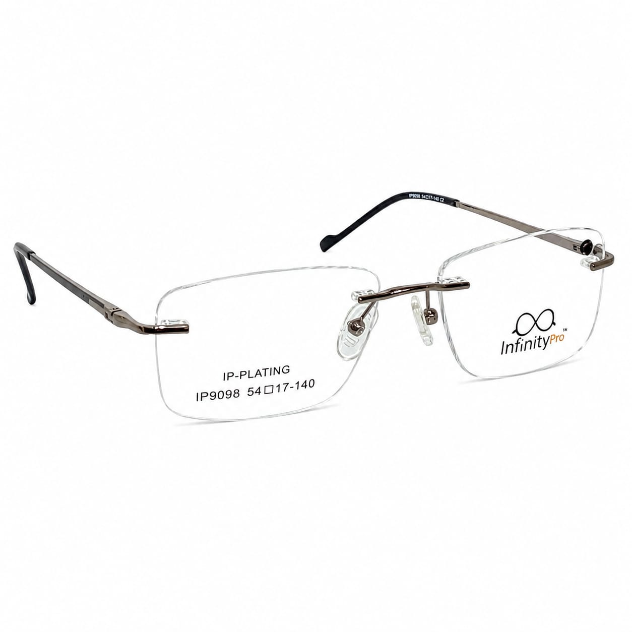 InfinityPro IP9098 Ip Plating Metalic Gray Rectangle Rimless 54