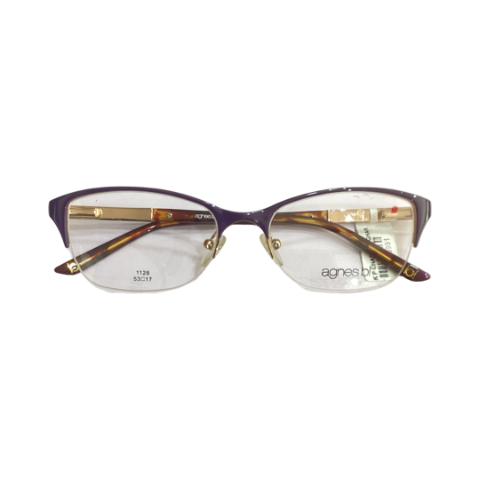 AgnesBi 1128 Metal Purple Oval Half Frame 53