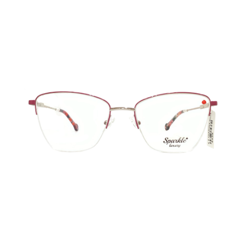 Sparkle Star F670 Metal Charry Red Gold Cat Eyes Half Frame 53