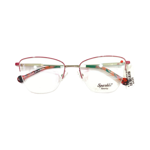 Sparkle Star F670 Metal Charry Red Gold Cat Eyes Half Frame 53