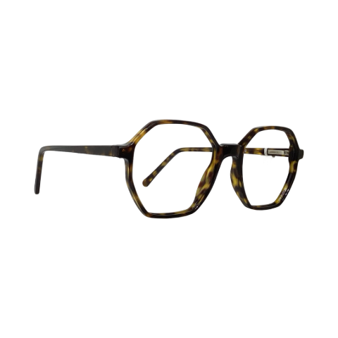 John Carlose M52521 Acetate Leopard Brown Hexagon Full Frame 50