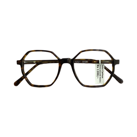 John Carlose M52521 Acetate Leopard Brown Hexagon Full Frame 50