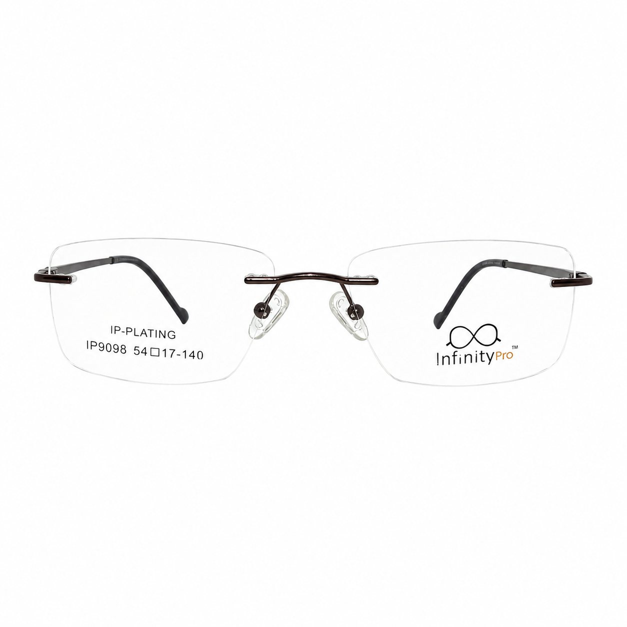 InfinityPro IP9098 Ip Plating Brown Rectangle Rimless 54