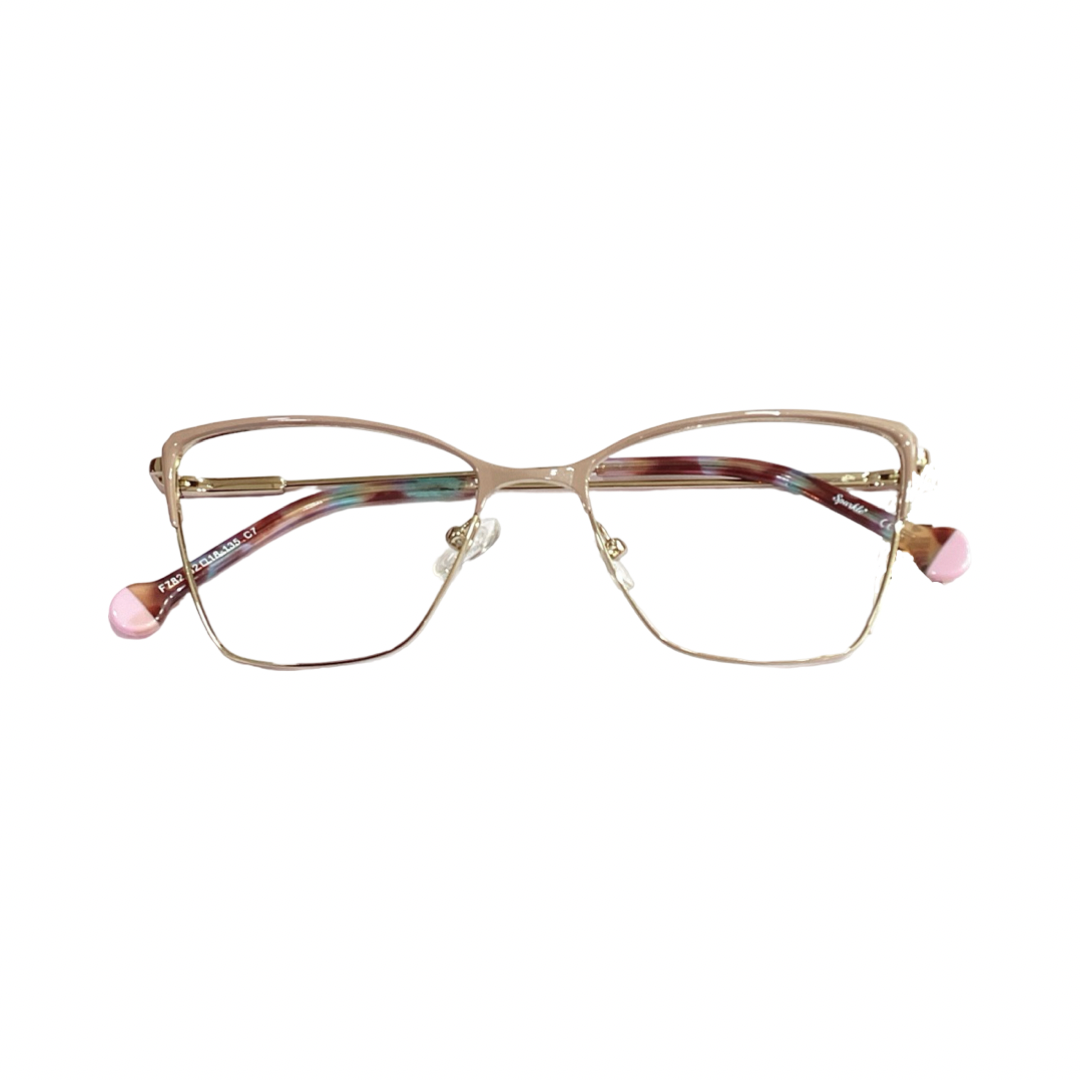 Sparkle Star F782 Metal Cream Gold Cat Eyes Full Frame 52