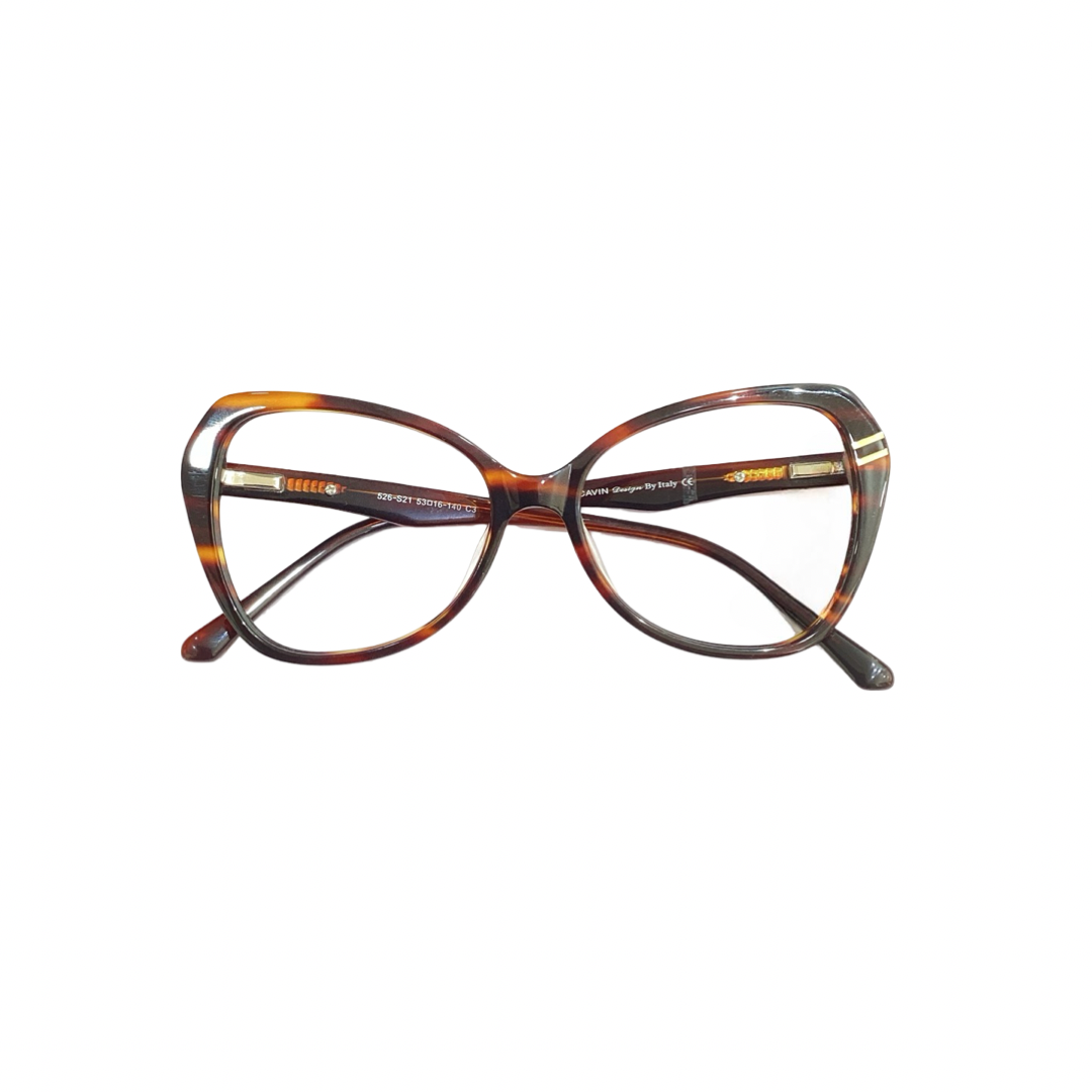 Scavin 526 Acetate Leopard Brown Cat Eyes Full Frame 53