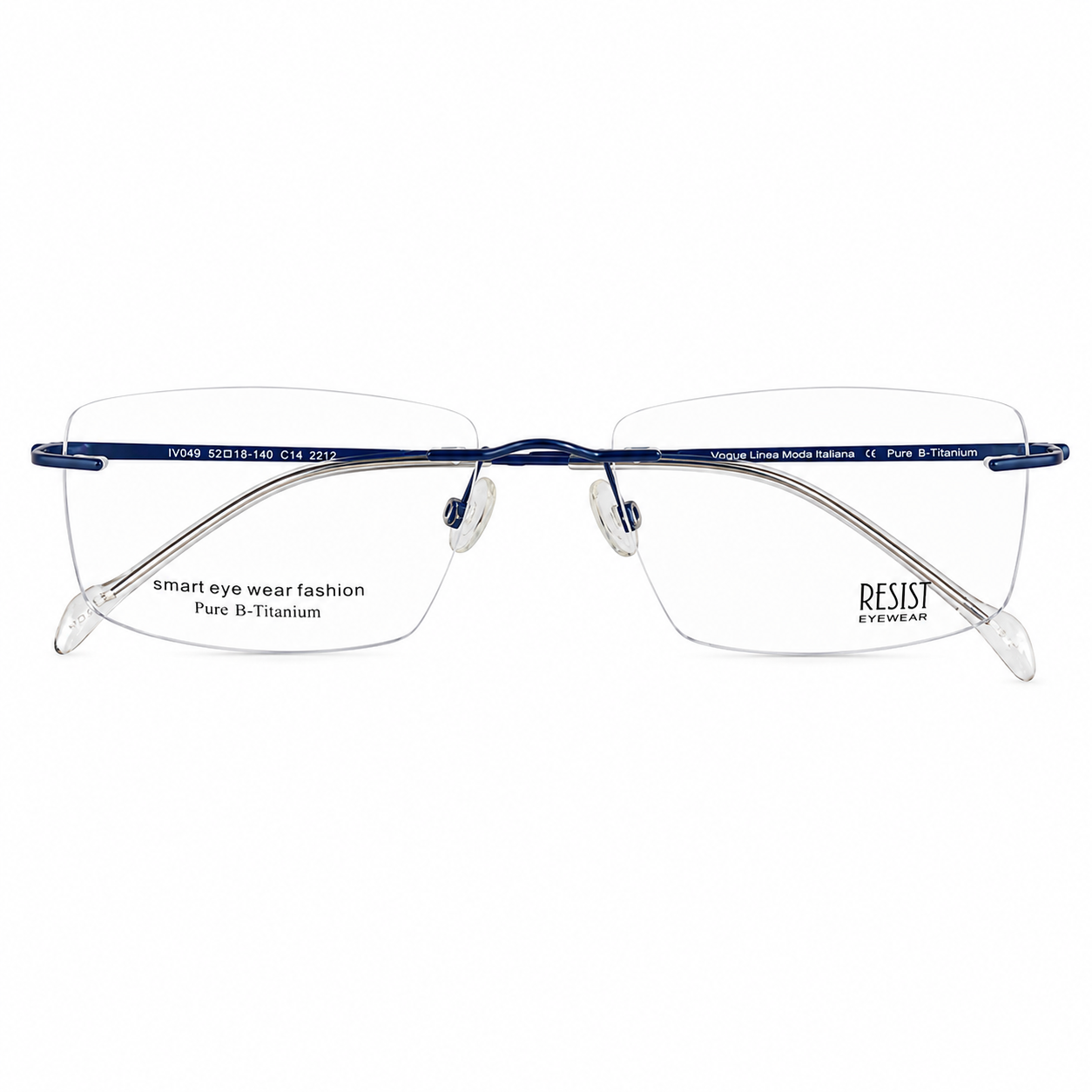 Insist Vogue Iv049 Titanium Blue Rectangle Rimless 52