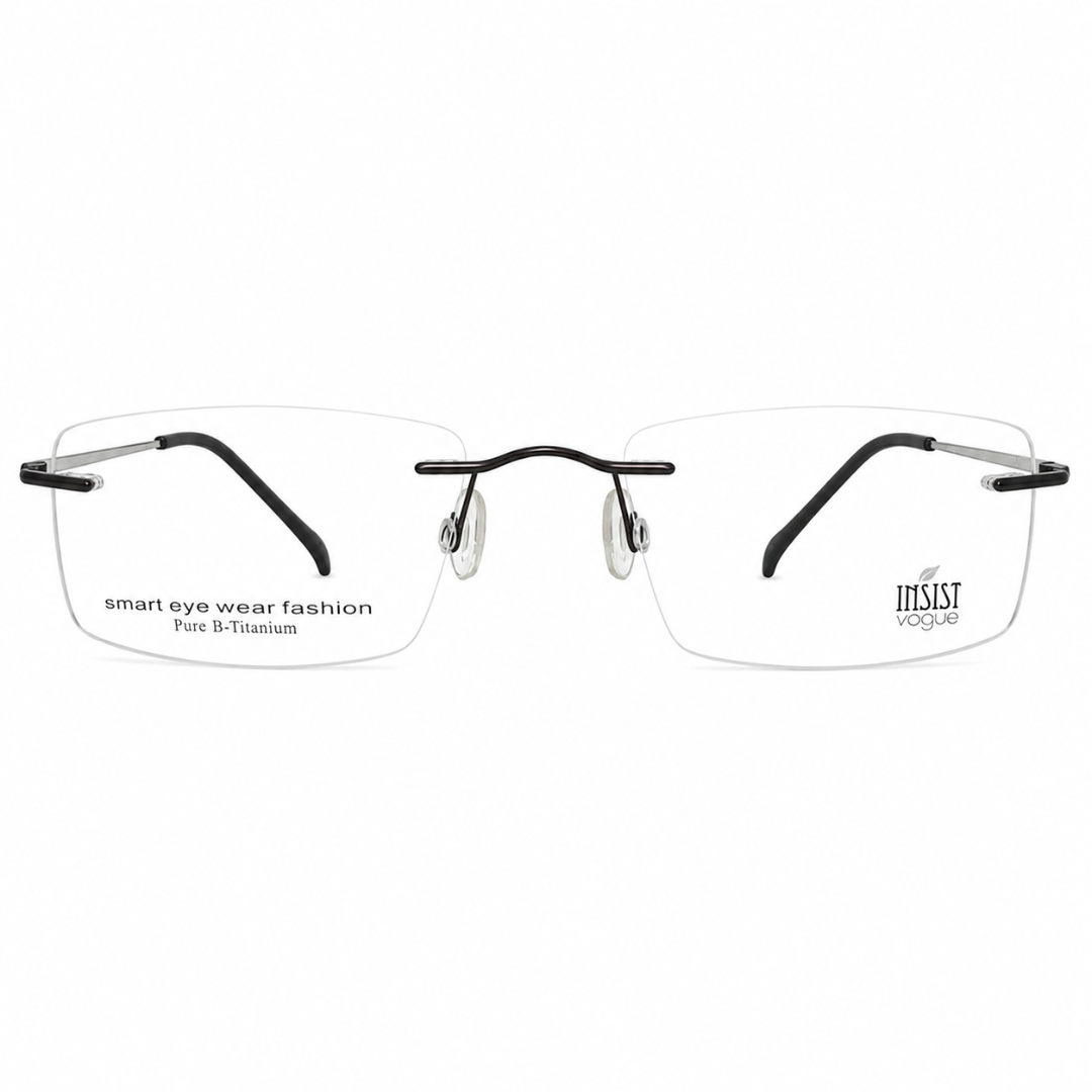 Insist Vogue Iv049 Titanium Black Rectangle Rimless 52