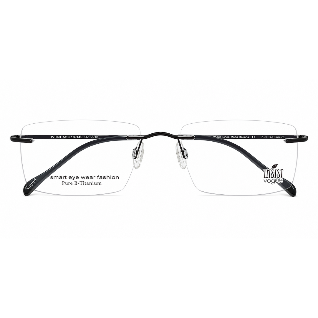 Insist Vogue Iv049 Titanium Black Rectangle Rimless 52