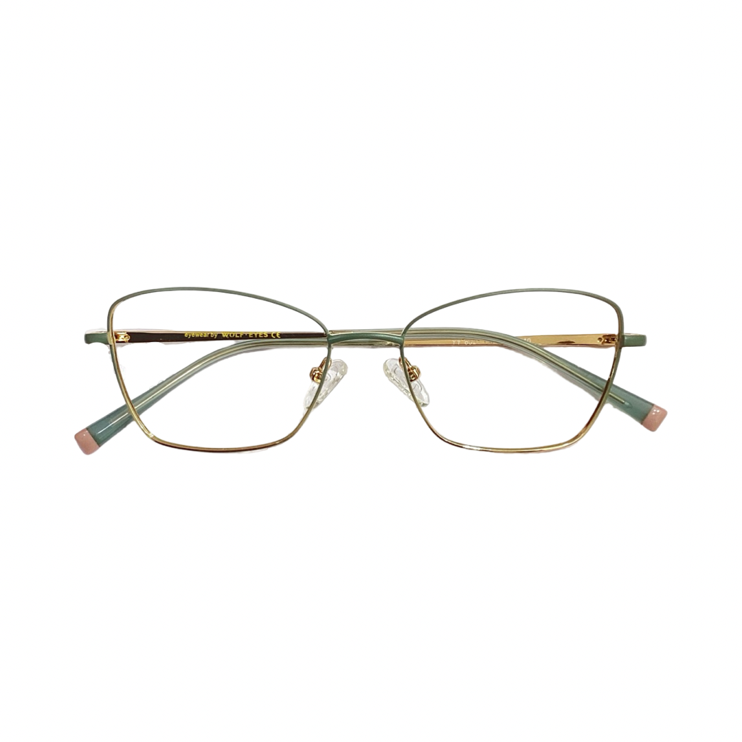 Wolfeyes 6521 Metal Green Gold Cat Eyes Full Frame 50