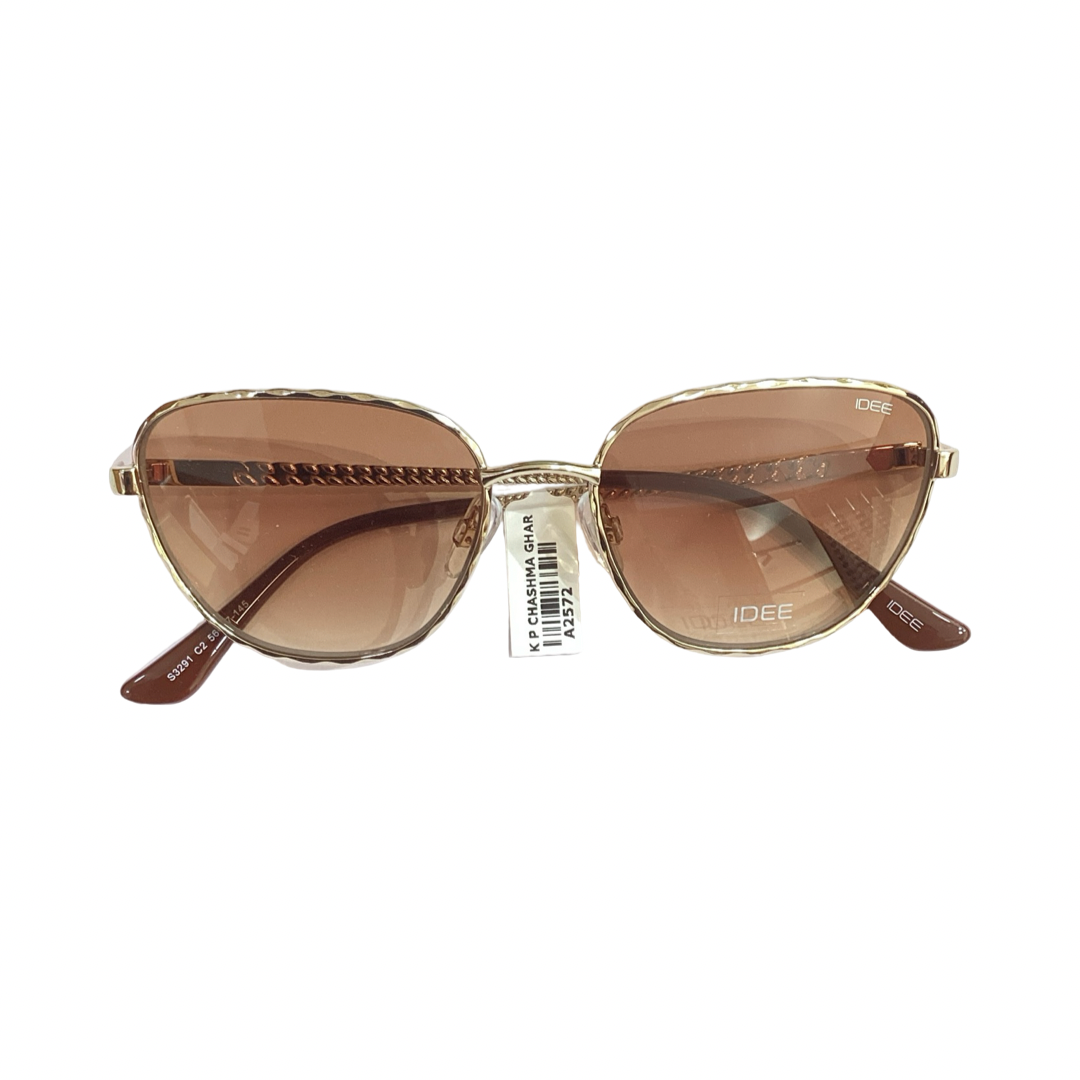 Idee S3291 Metal Gold Brown Cat Eyes Full Frame 56