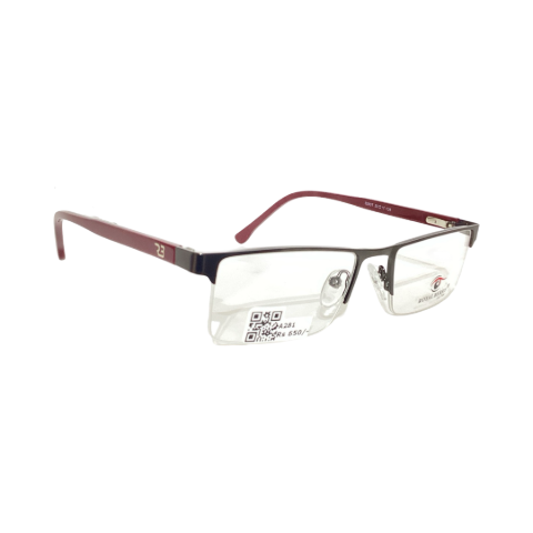 Royalberry 55807 Metal Metalic Gray Marron Rectangle Half Frame 50
