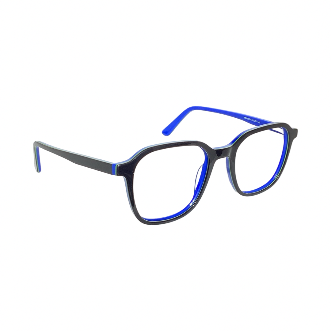 Playereyes Rb99005 Acetate Black Blue Hexagon Full Frame 50
