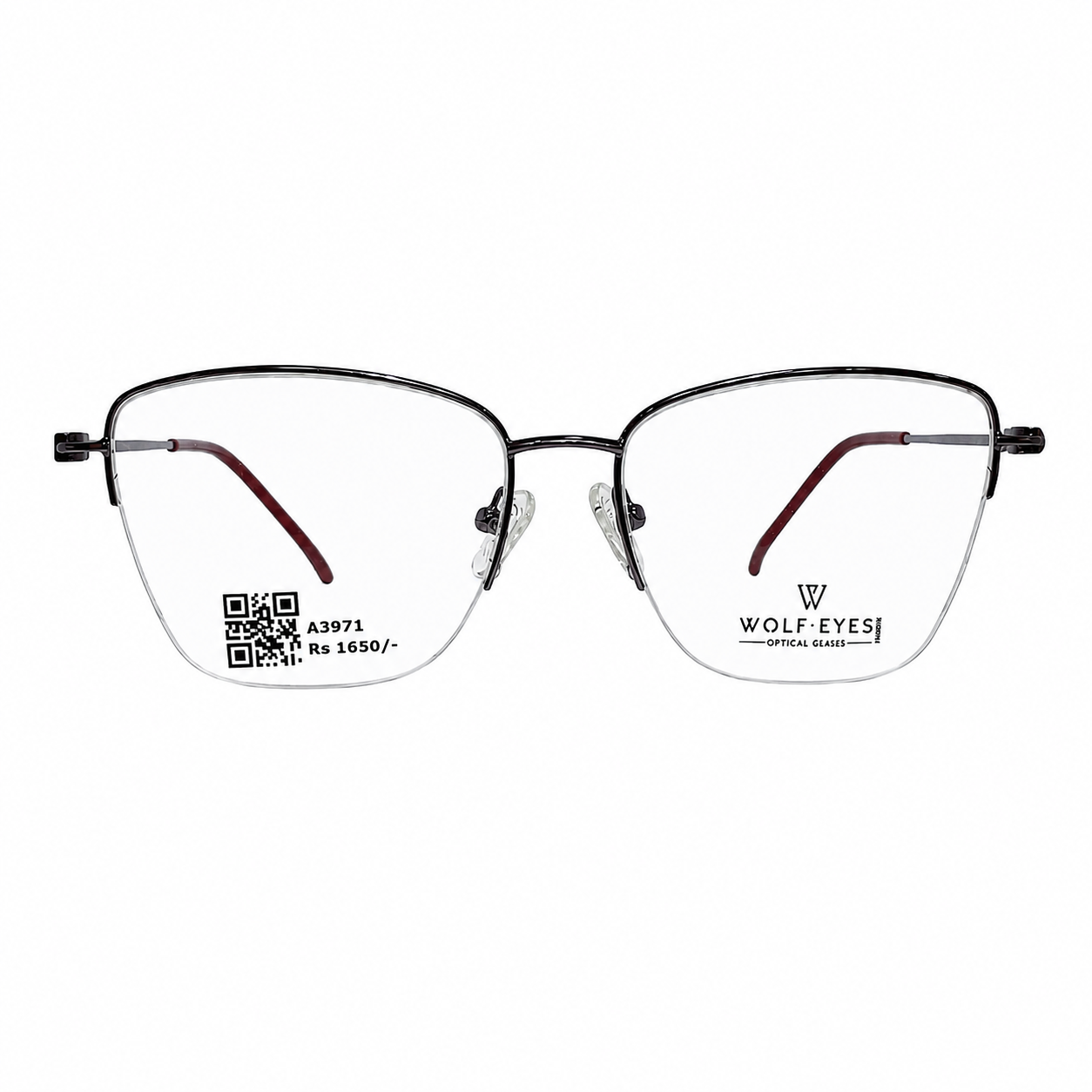 Wolfeyes 260018 Metal Purple Cat Eyes Half Frame 52