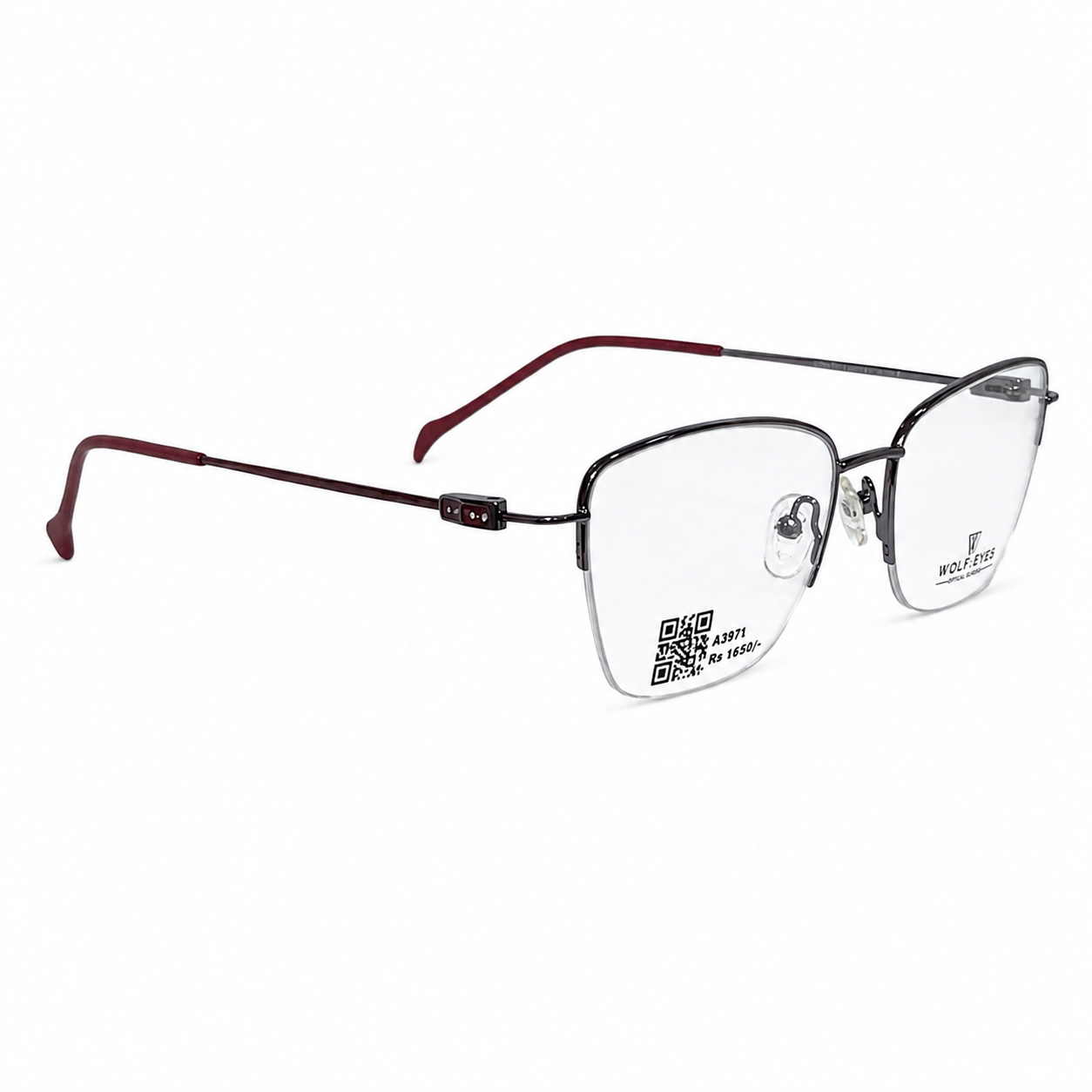 Wolfeyes 260018 Metal Purple Cat Eyes Half Frame 52