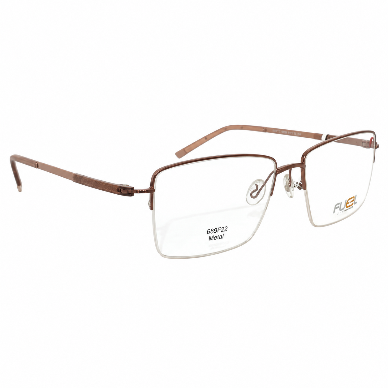 Fueel 689F22 Metal Brown Square Half Frame 55
