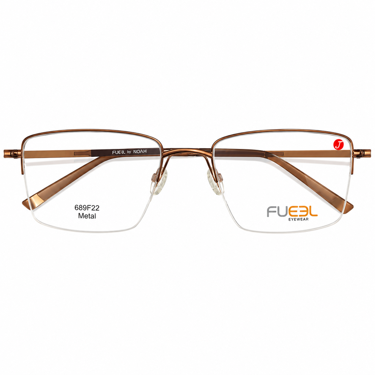 Fueel 689F22 Metal Brown Square Half Frame 55