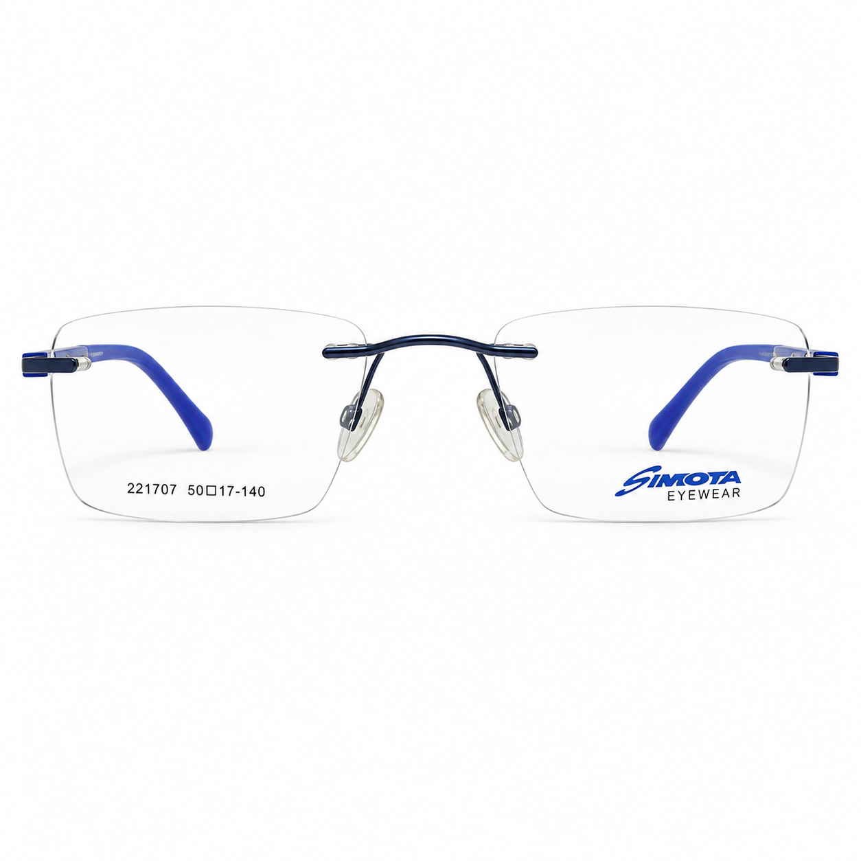 Simota 221707 Metal Blue Square Rimless 50