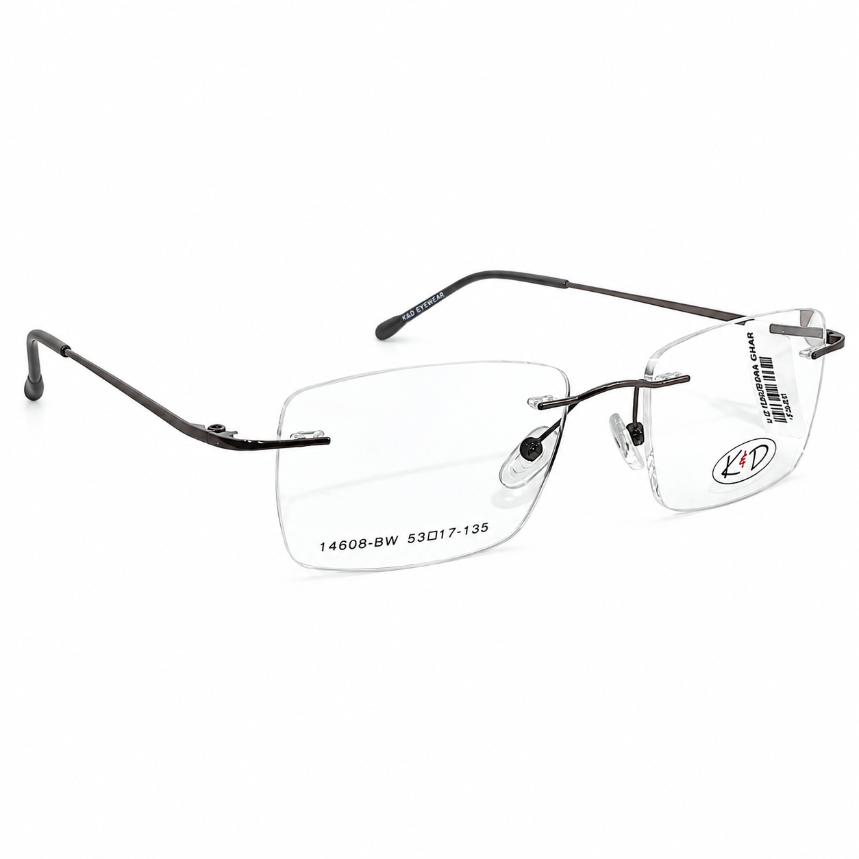 KD 14608 Metal Black Square Rimless 53