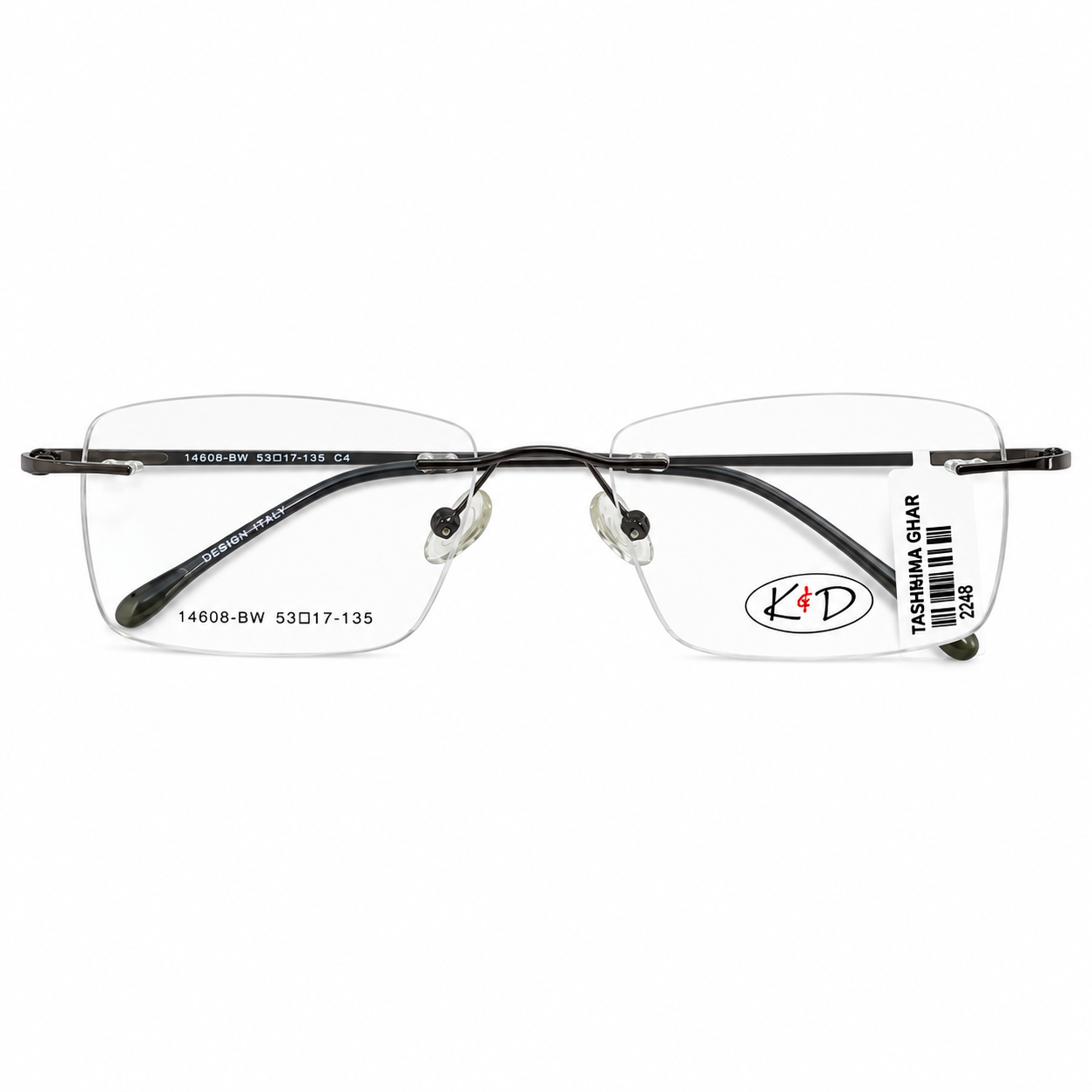 KD 14608 Metal Black Square Rimless 53