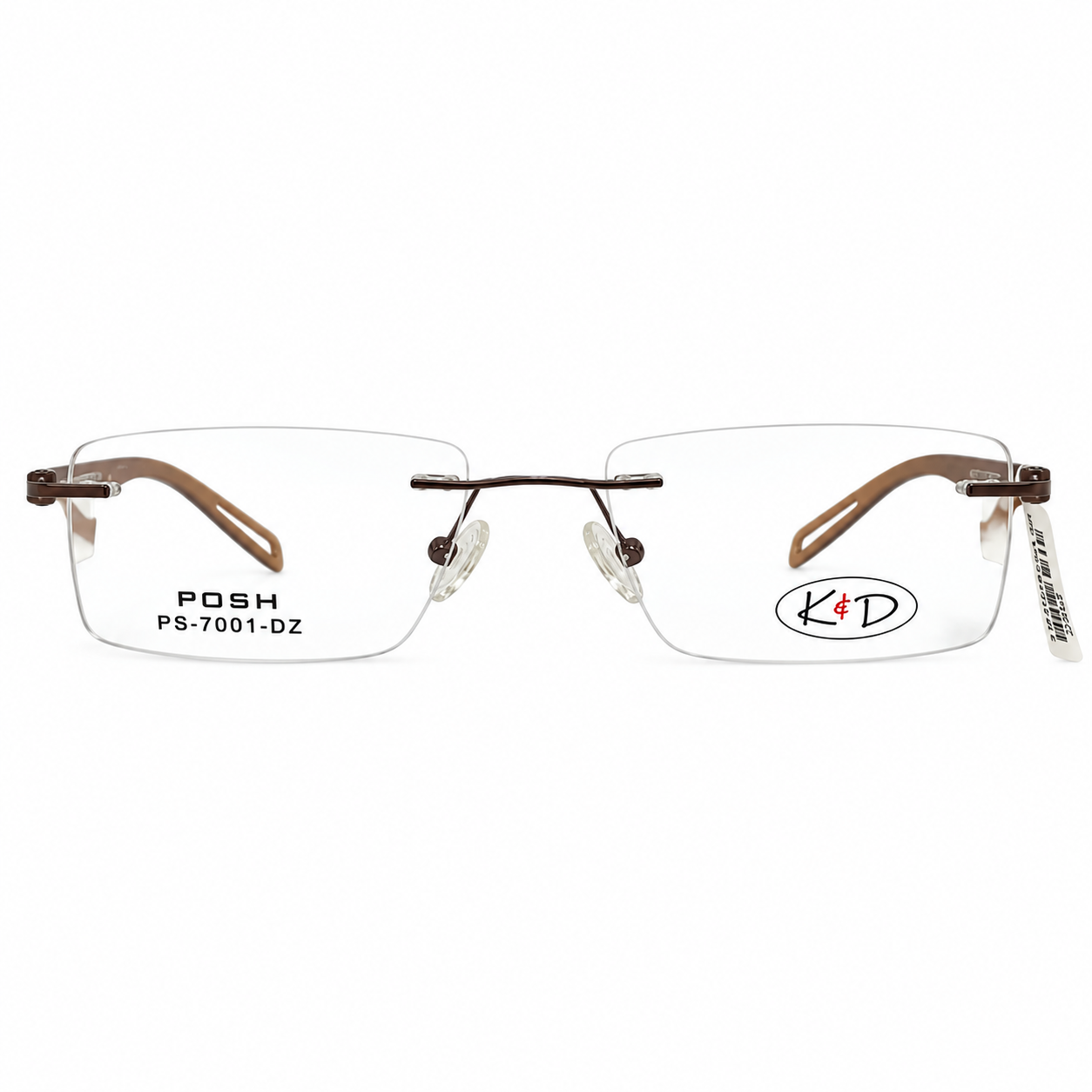 KD Ps7001 Metal Brown Rectangle Rimless 52