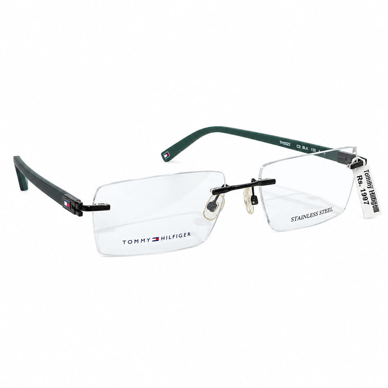 Tommy Hilfiger Th6201 Acetate Grd Black Square Rimless 53