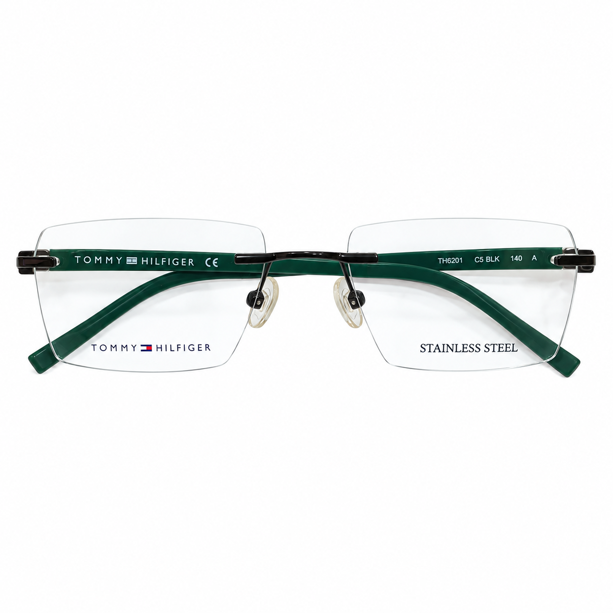 Tommy Hilfiger Th6201 Acetate Grd Black Square Rimless 53