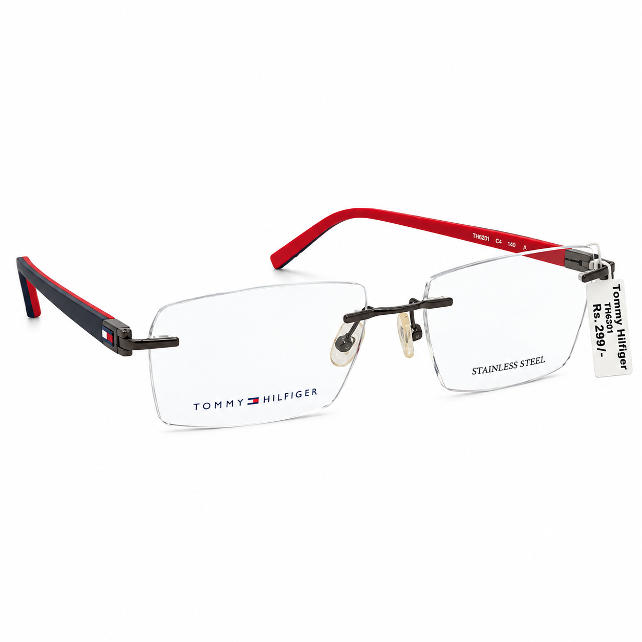 Tommy Hilfiger Th6201 Acetate Silver Square Rimless 53