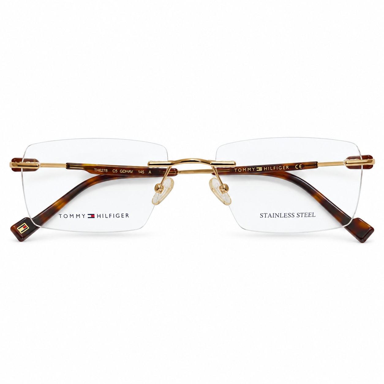 Tommy Hilfiger TH6279 Titanium Gold Square Rimless 53