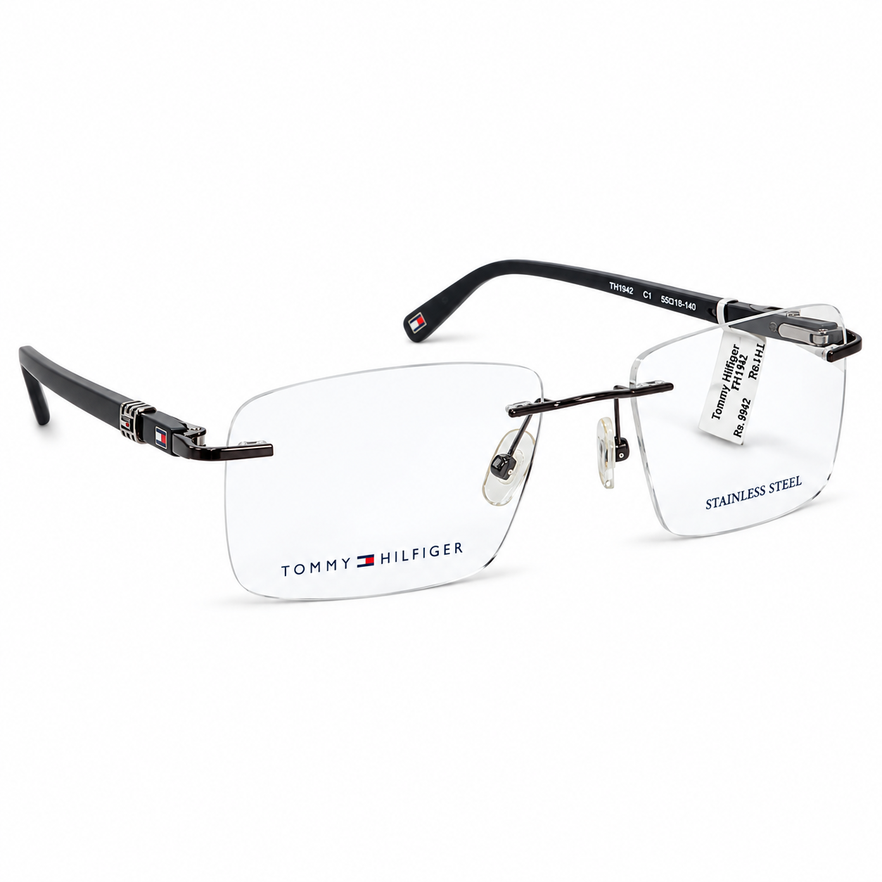 Tommy Hilfiger 6302 Titanium Black Square Rimless 53