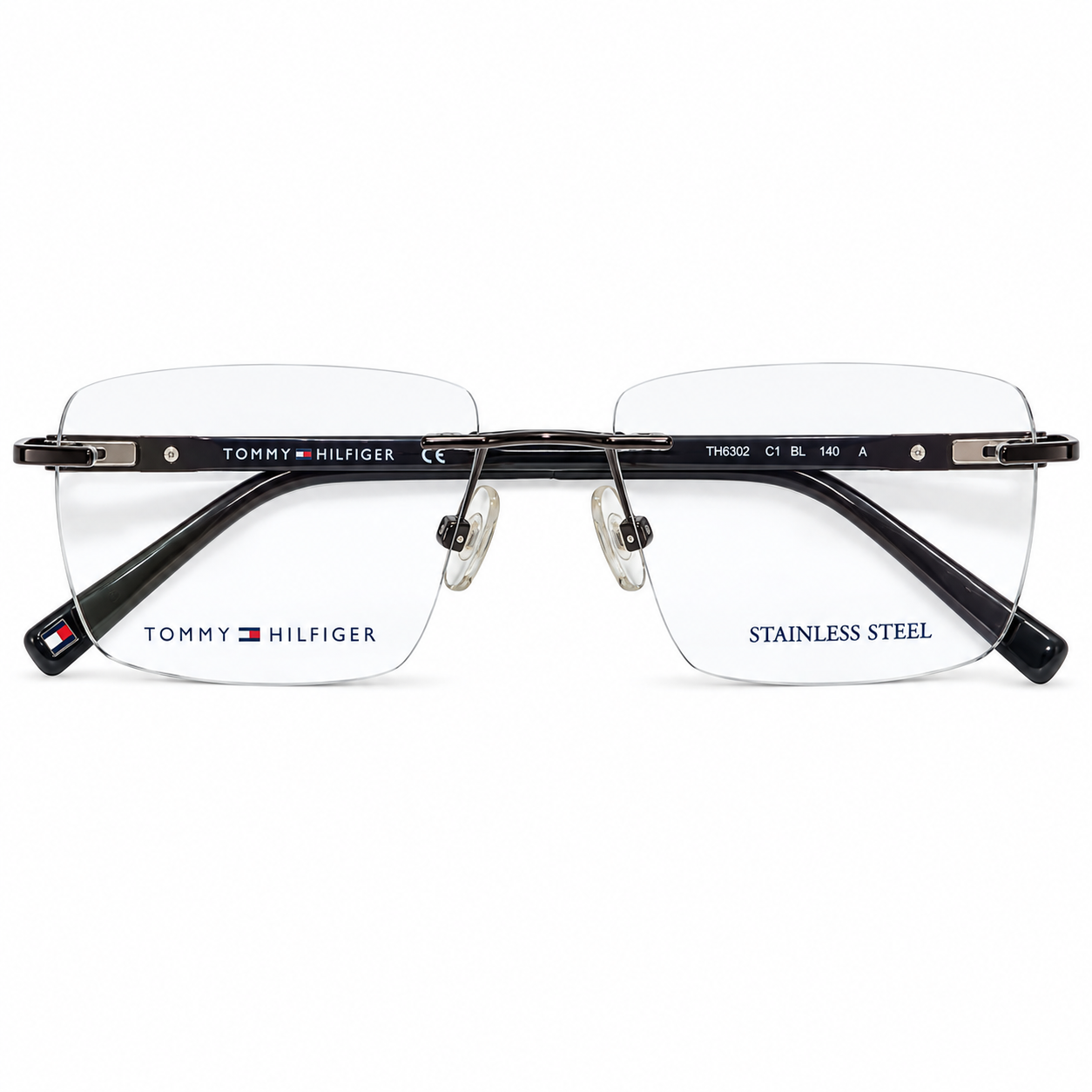 Tommy Hilfiger 6302 Titanium Black Square Rimless 53