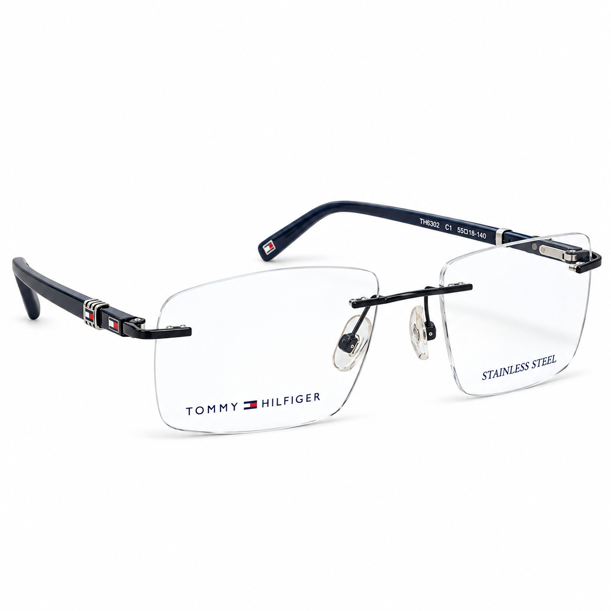 Tommy Hilfiger 6302 Titanium Black Square Rimless 53