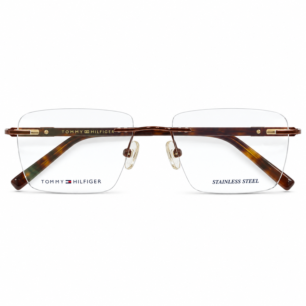 Tommy Hilfiger 6302 Titanium Brown Square Rimless 53