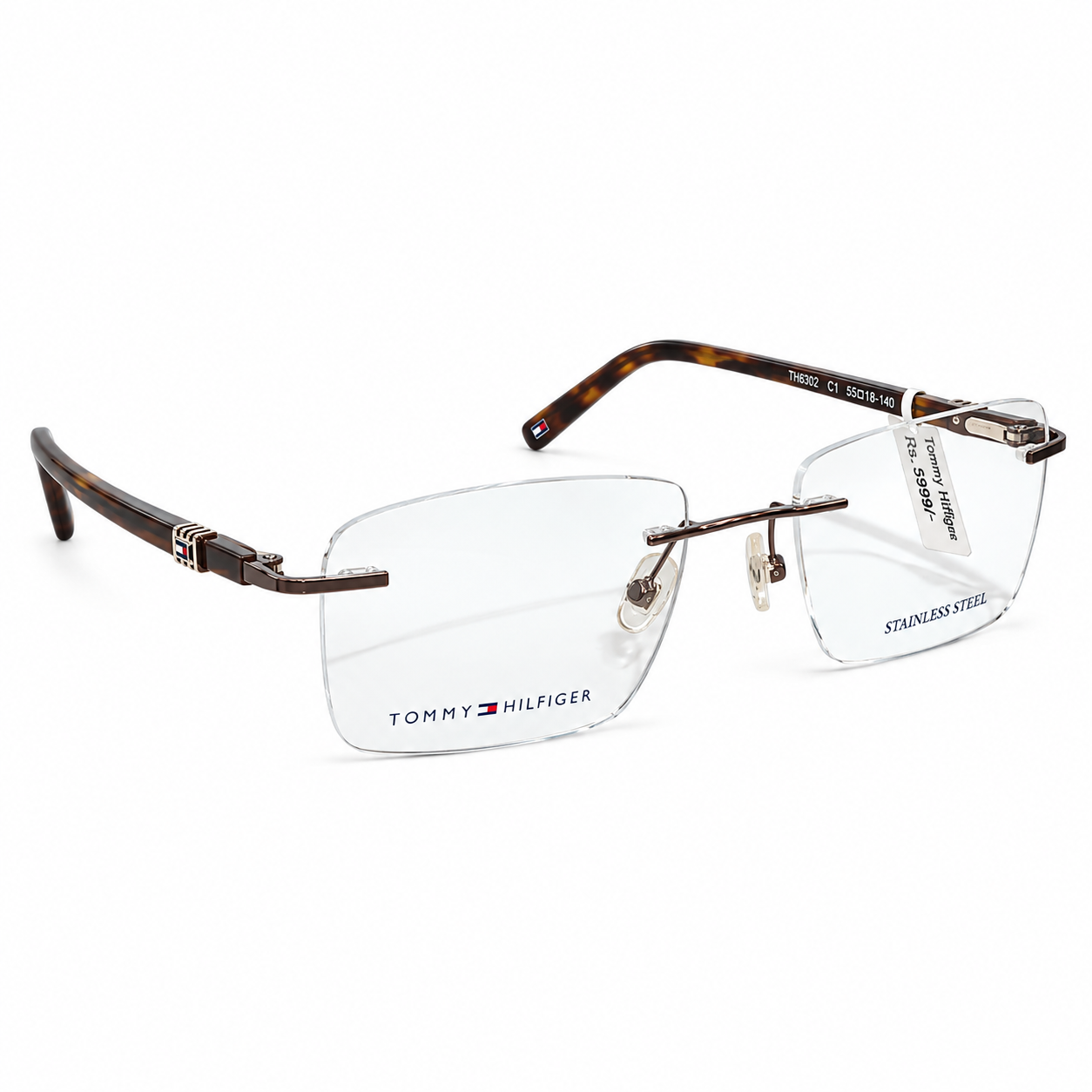 Tommy Hilfiger 6302 Titanium Silver Square Rimless 53