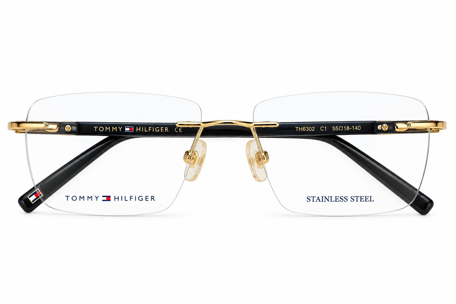 Tommy Hilfiger 6302 Titanium Rose Gold Square Rimless 53