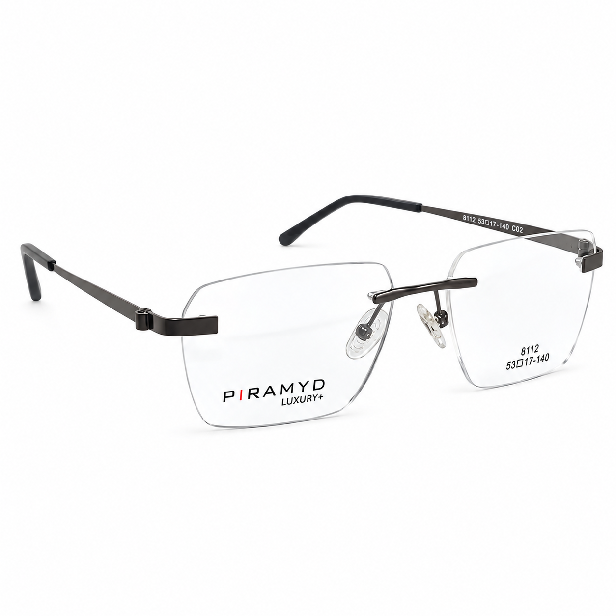 Piramyd 8112 Metal Metalic Gray Square Rimless 53