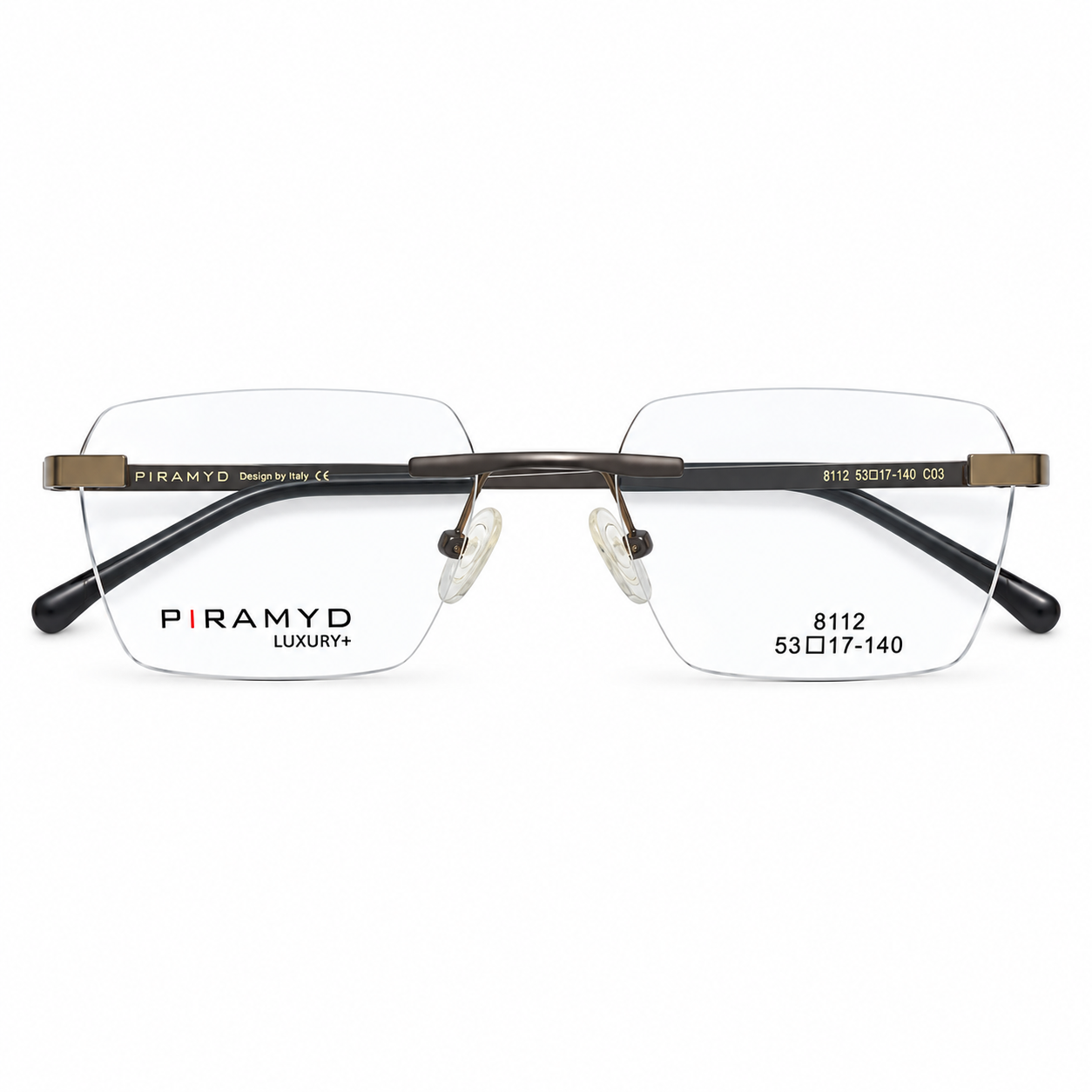 Piramyd 8112 Metal Metalic Gray Square Rimless 53