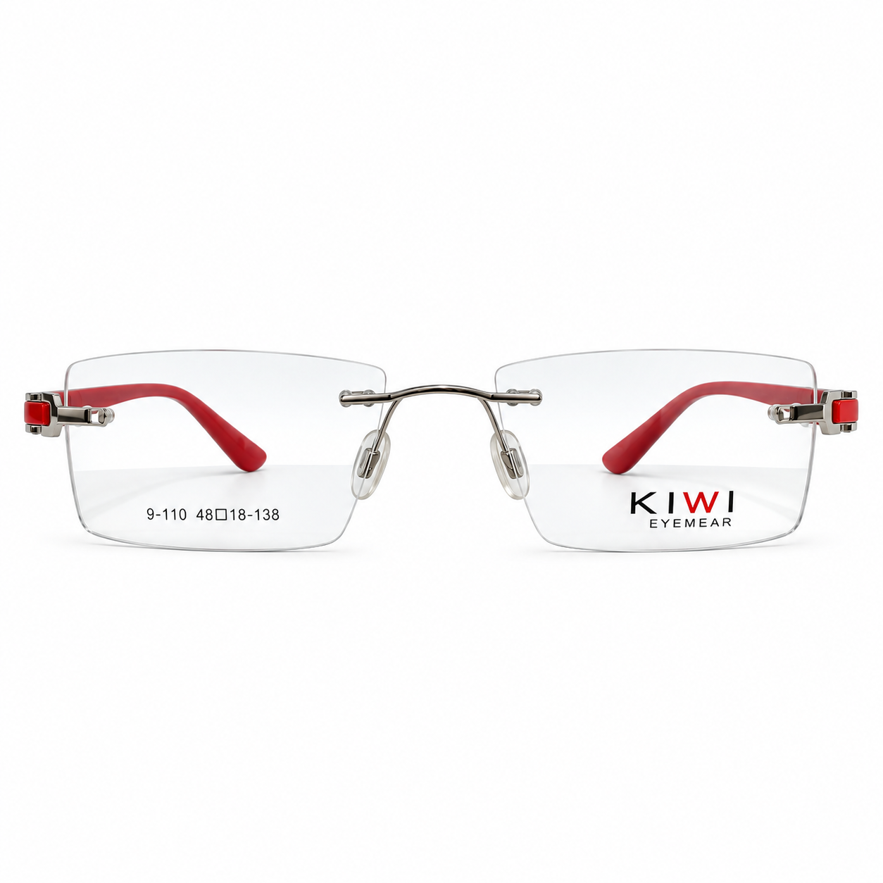 Kiwi 98110 Tr Flexi Silver Red Square Rimless 48