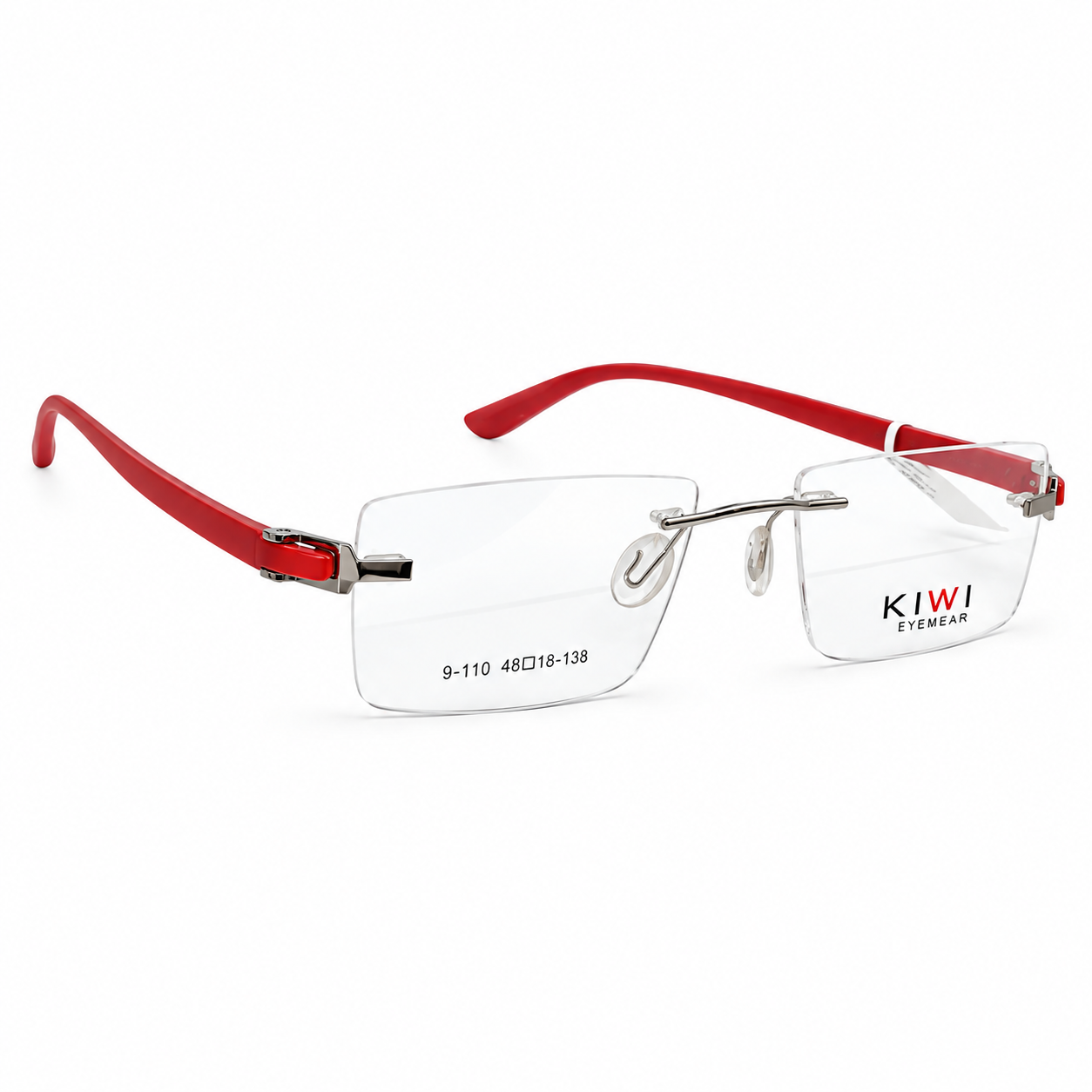 Kiwi 98110 Tr Flexi Silver Red Square Rimless 48