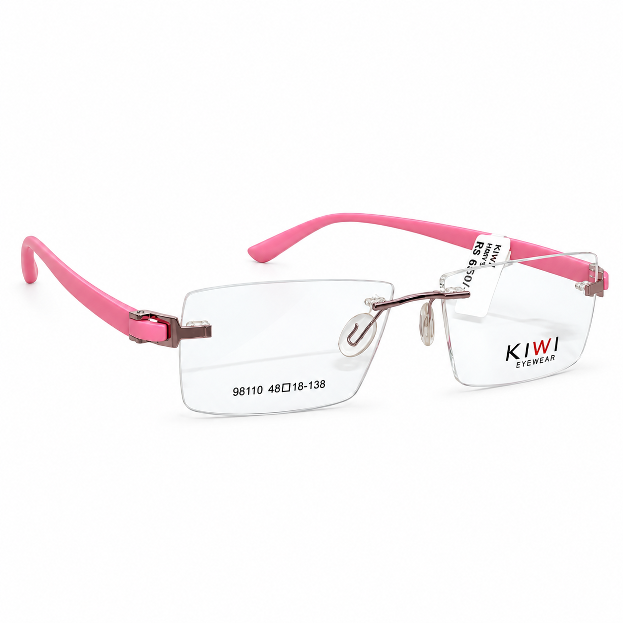 Kiwi 98110 Tr Flexi Pink Square Rimless 48
