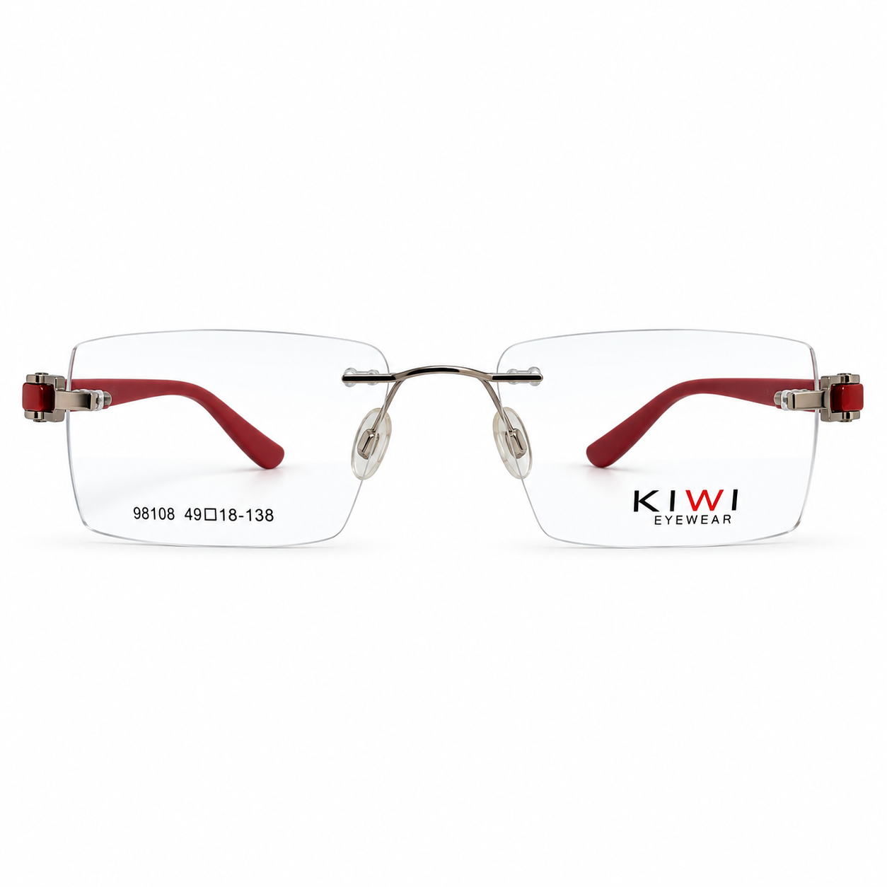 Kiwi 98108 Tr Flexi Silver Red Square Rimless 48