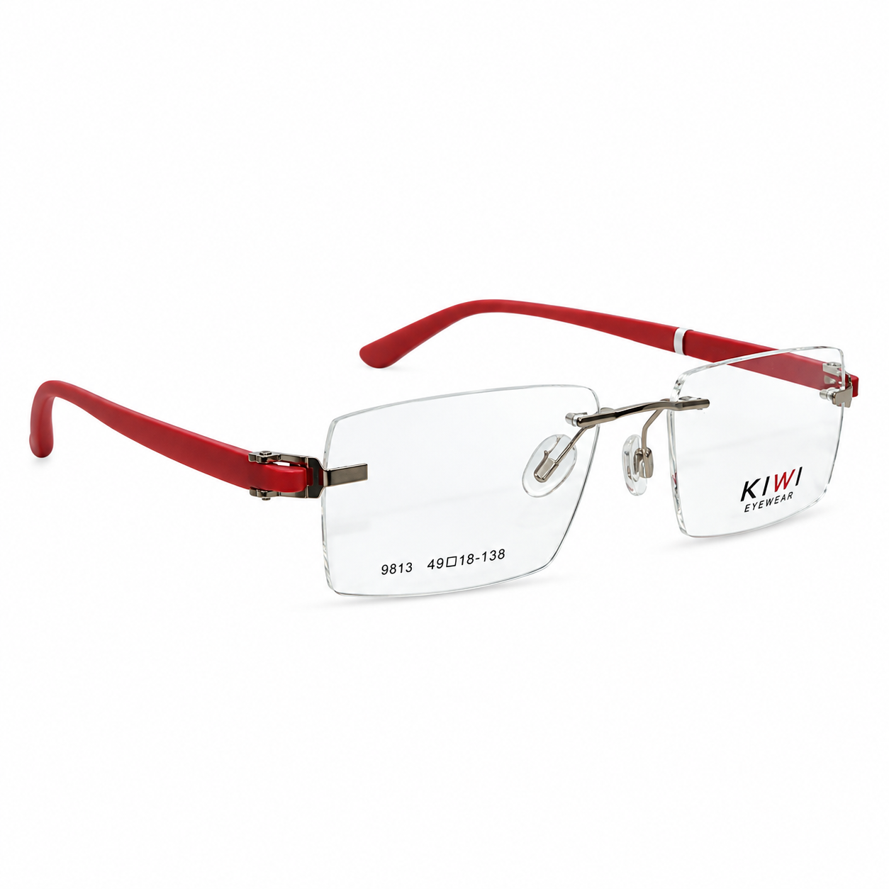 Kiwi 98108 Tr Flexi Silver Red Square Rimless 48