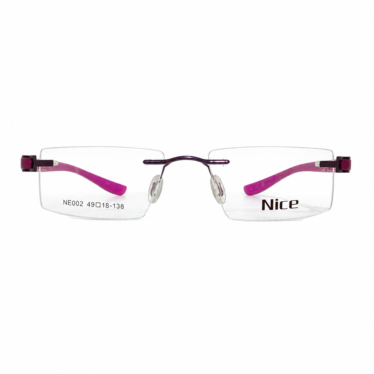 Nice Ne002 Metal Tr Purple Square Rimless 49