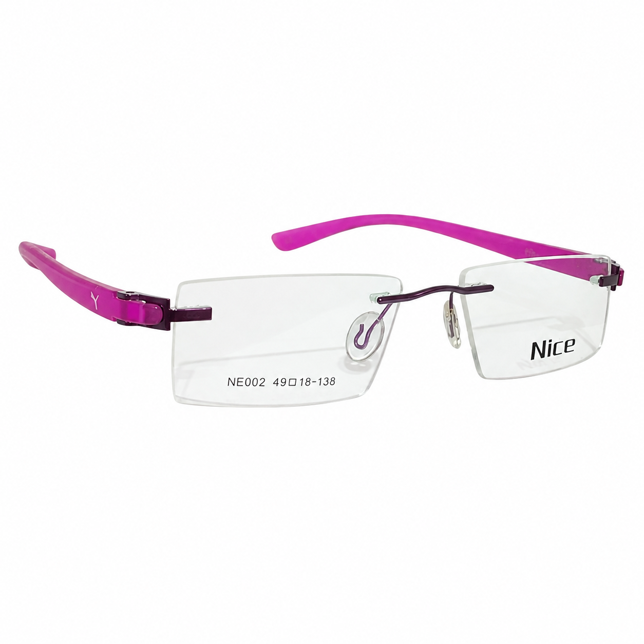 Nice Ne002 Metal Tr Purple Square Rimless 49