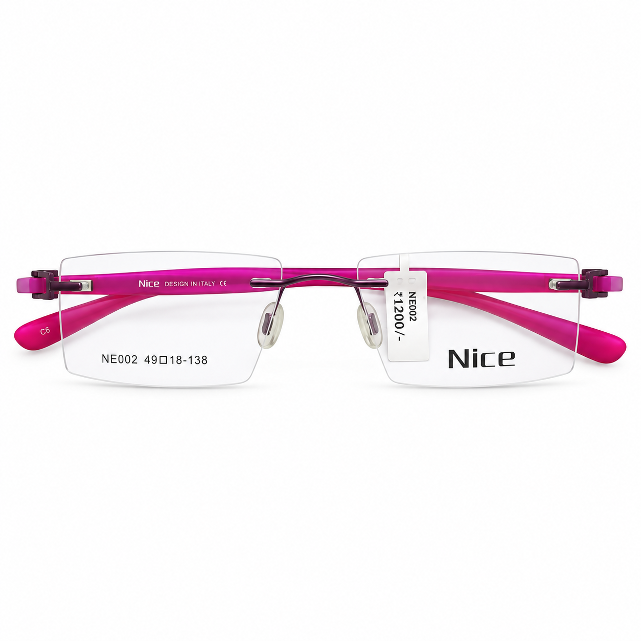 Nice Ne002 Metal Tr Purple Square Rimless 49