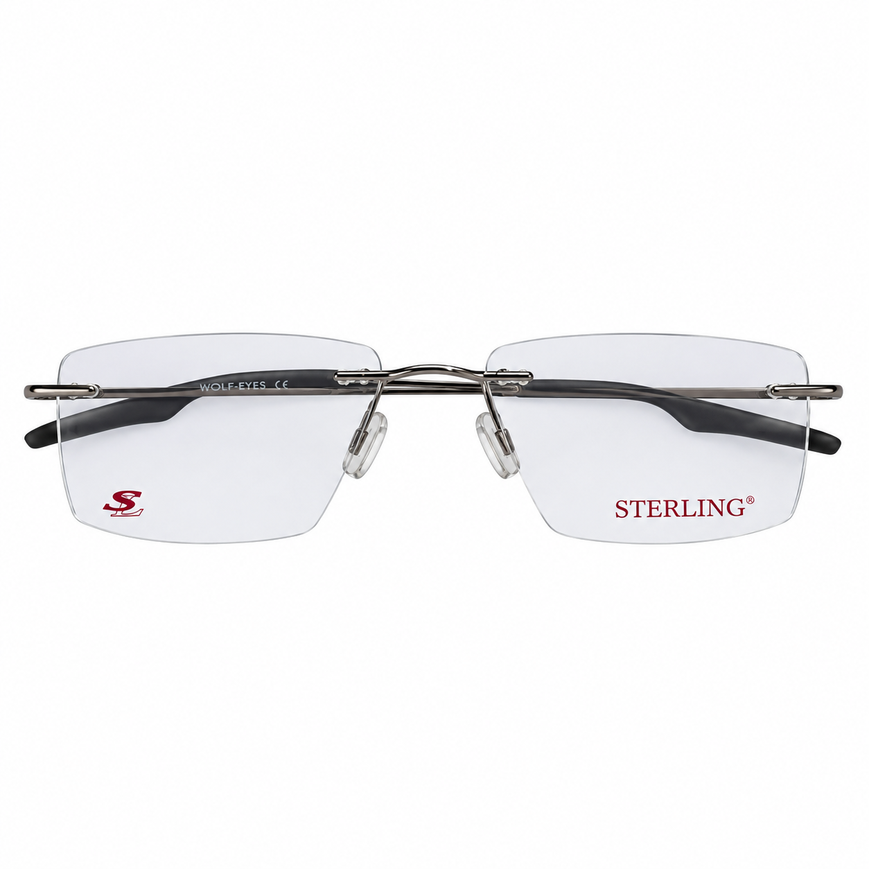 Wolfeyes 8208 Metal Metalic Gray Square Rimless 55