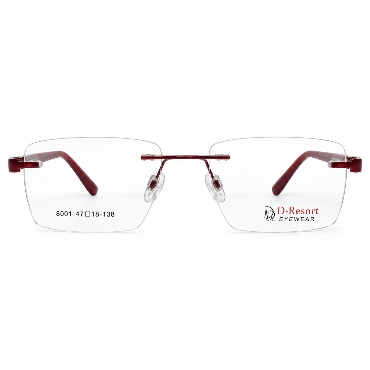 Dresort 8001 Metal Tr Charry Red Square Rimless 47