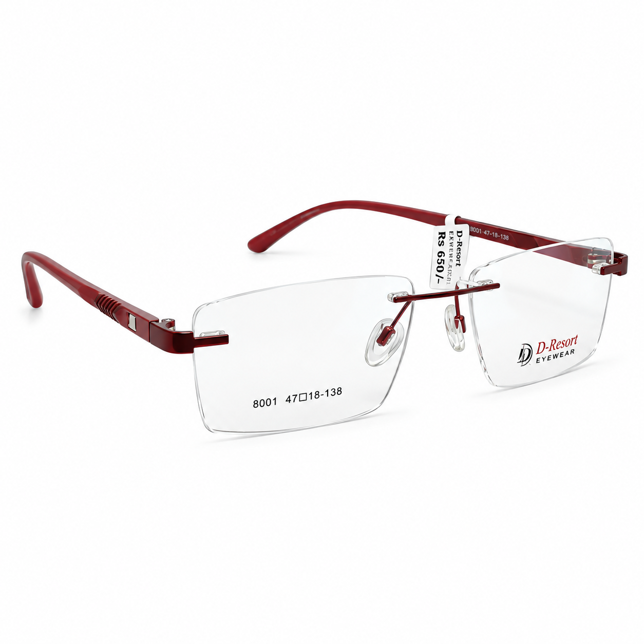 Dresort 8001 Metal Tr Charry Red Square Rimless 47