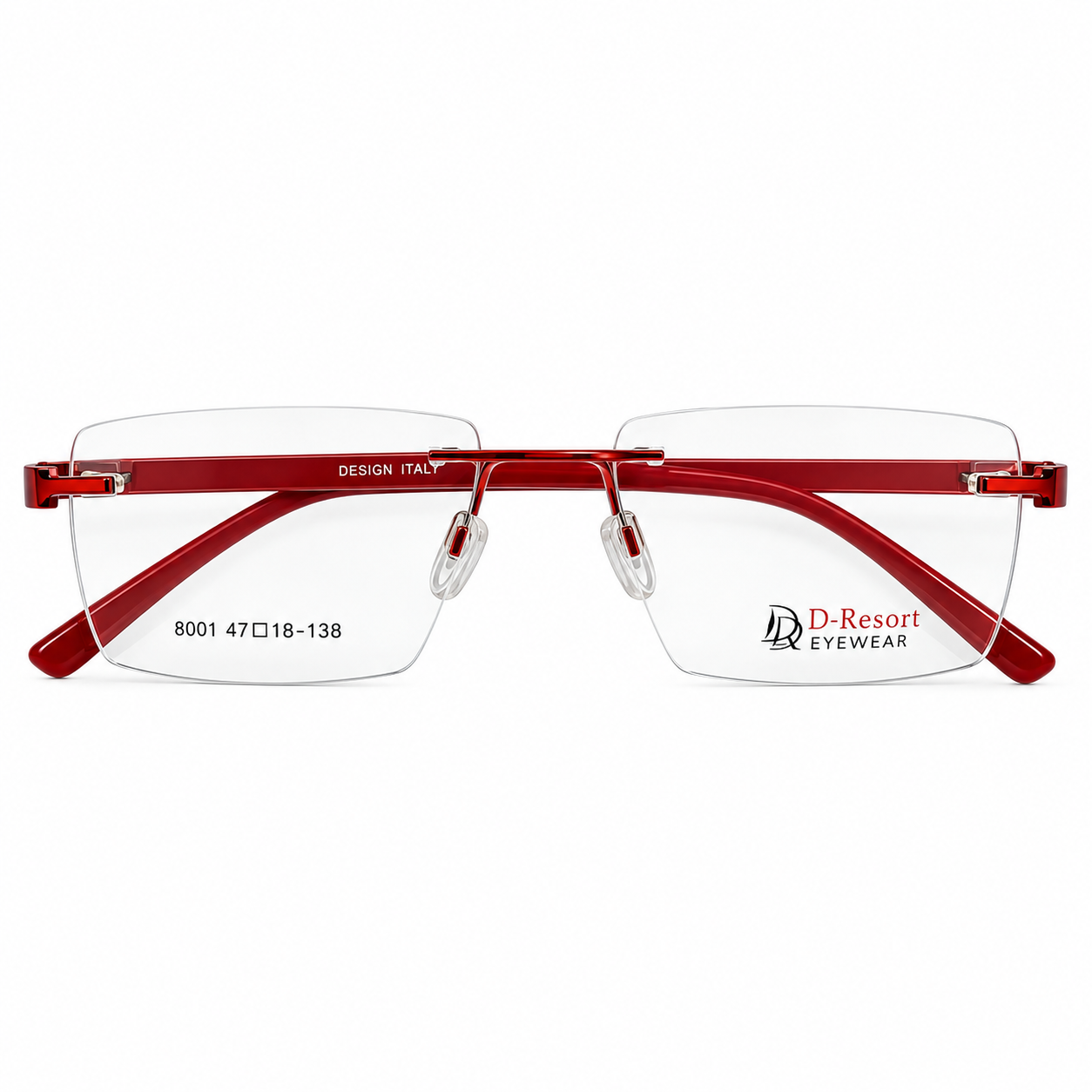 Dresort 8001 Metal Tr Charry Red Square Rimless 47