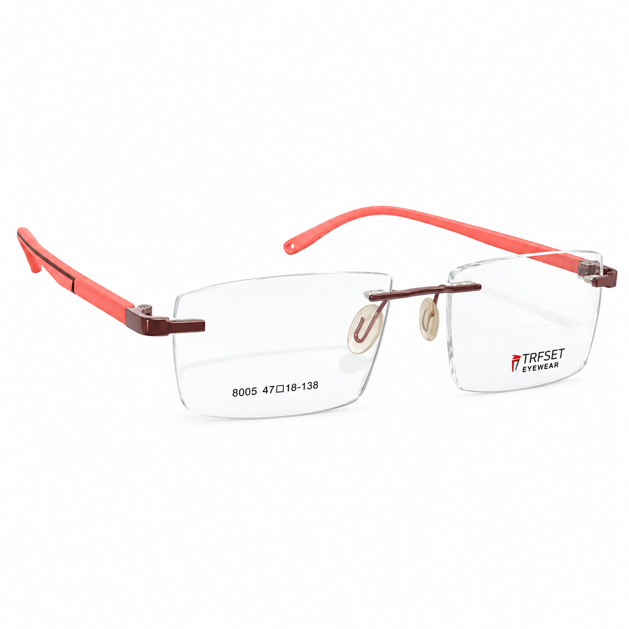 Trfset 8005 Metal Tr Pink Square Rimless 47